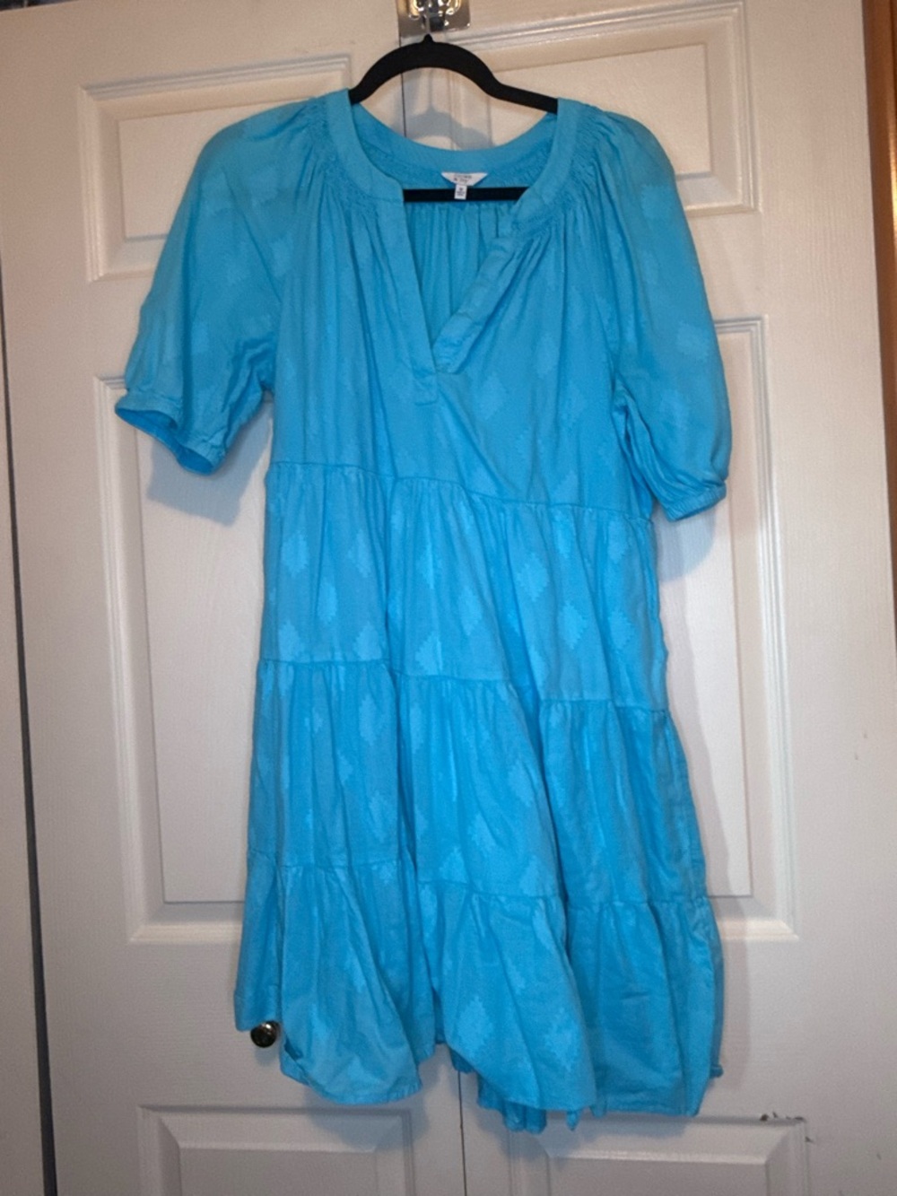 crown & ivy Turquoise Blue Tiered Short Sleeve Dress - M